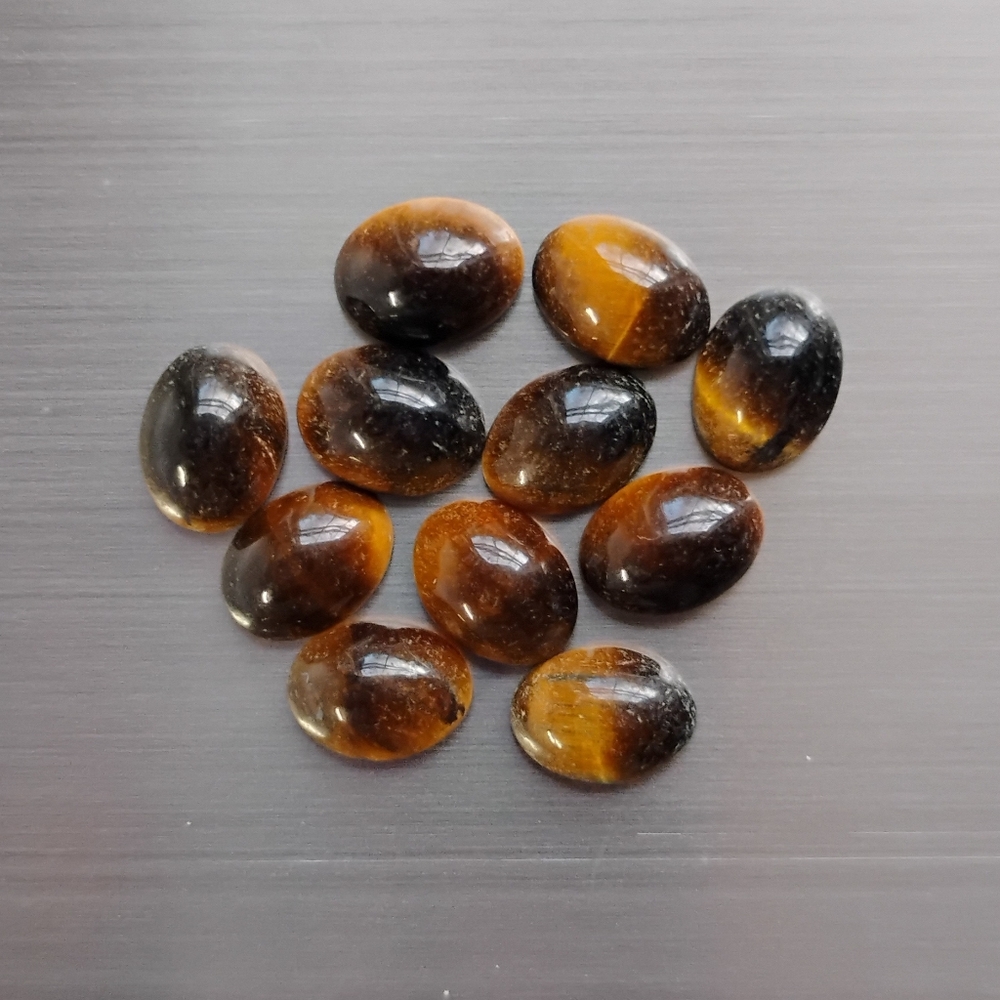 Vintage Natural Tiger Eye 8 mm Cabachon Oval Shaped *11* Total Handcrafted Loose